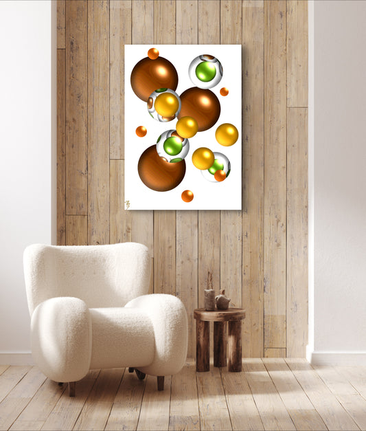 Autumnal Marbles: Orange & Wood Blossom - Limited Edition Art Print In Sizes A2-A1