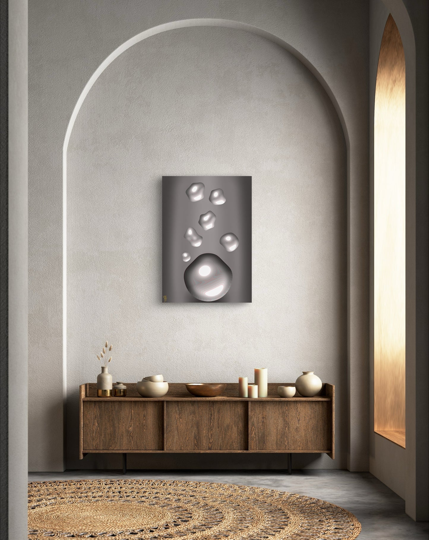 Formless: Liquid Silver - Only One, Limited Edition Art A1 Stretched Cotton Canvas Print