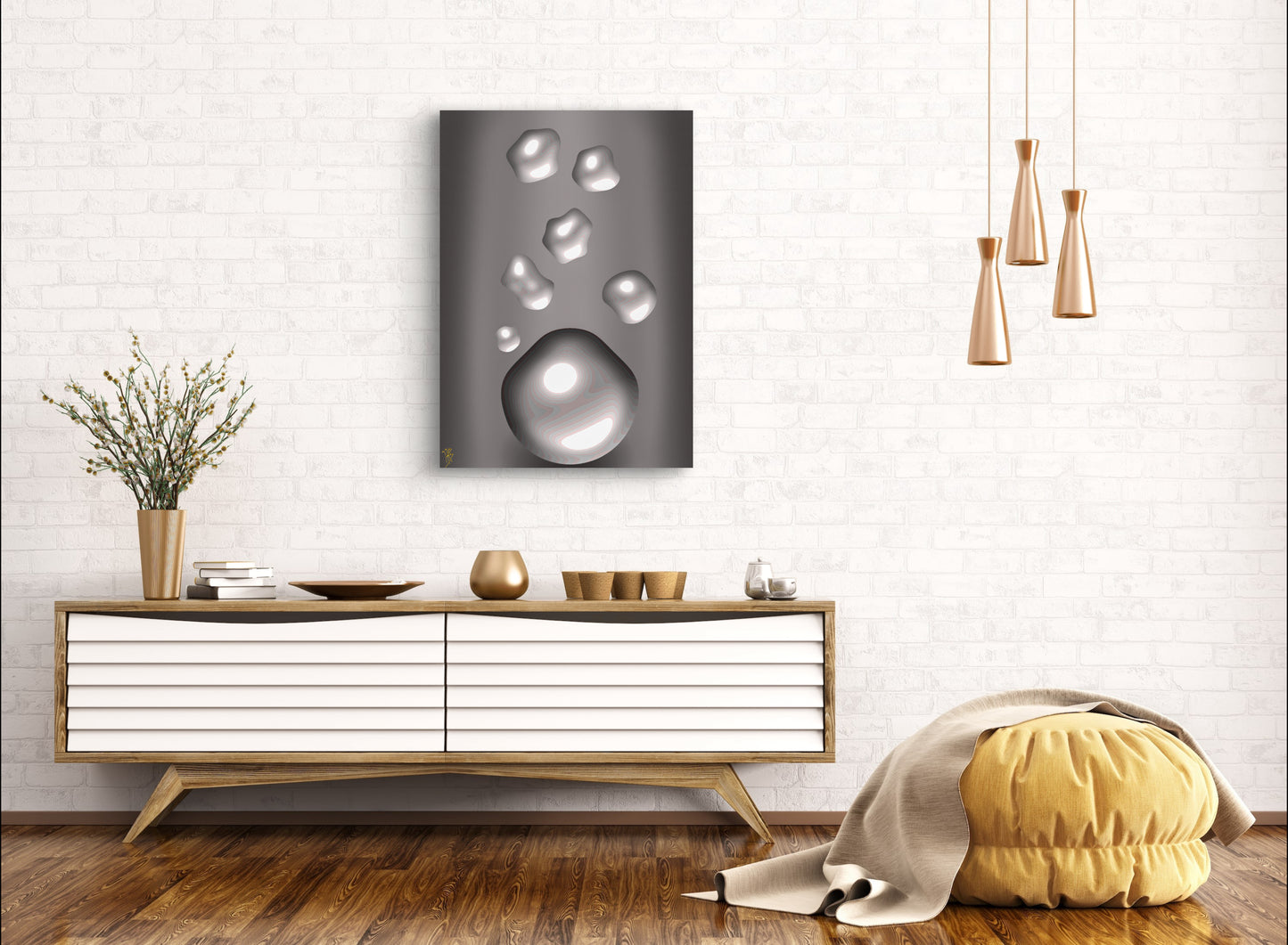 Formless: Liquid Silver - Only One, Limited Edition Art A1 Stretched Cotton Canvas Print